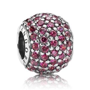 Pandora Retired Sterling Silver Pave Lights Charm with Red Zirconia - 791051CZR